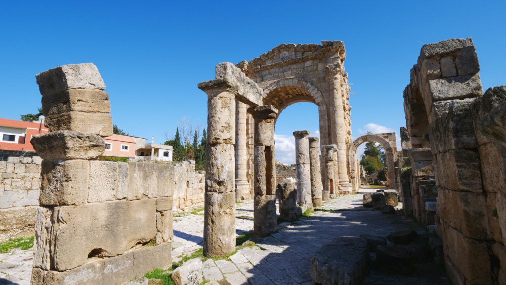 Las antiguas ruinas romanas del Hipódromo de Tiro en Tiro, Líbano